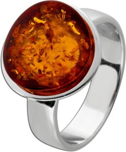 Bernstein Ring Silber 925 cognac brauner Edelstein