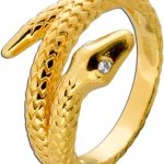 Schlangenring Silber 925 1 Micron vergoldet 2 Zirkon Edelsteine