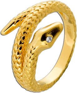 Schlangenring Silber 925 1 Micron vergoldet 2 Zirkon Edelsteine