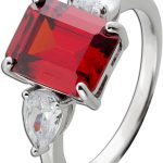 Damenrring Silber 925 synth.Granat weiße Zirkonia Edelstein Look