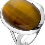 Tigerauge Ring Silber 925 brauner Natur Edelstein 13ct