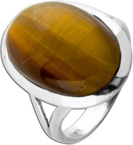Tigerauge Ring Silber 925 brauner Natur Edelstein 13ct