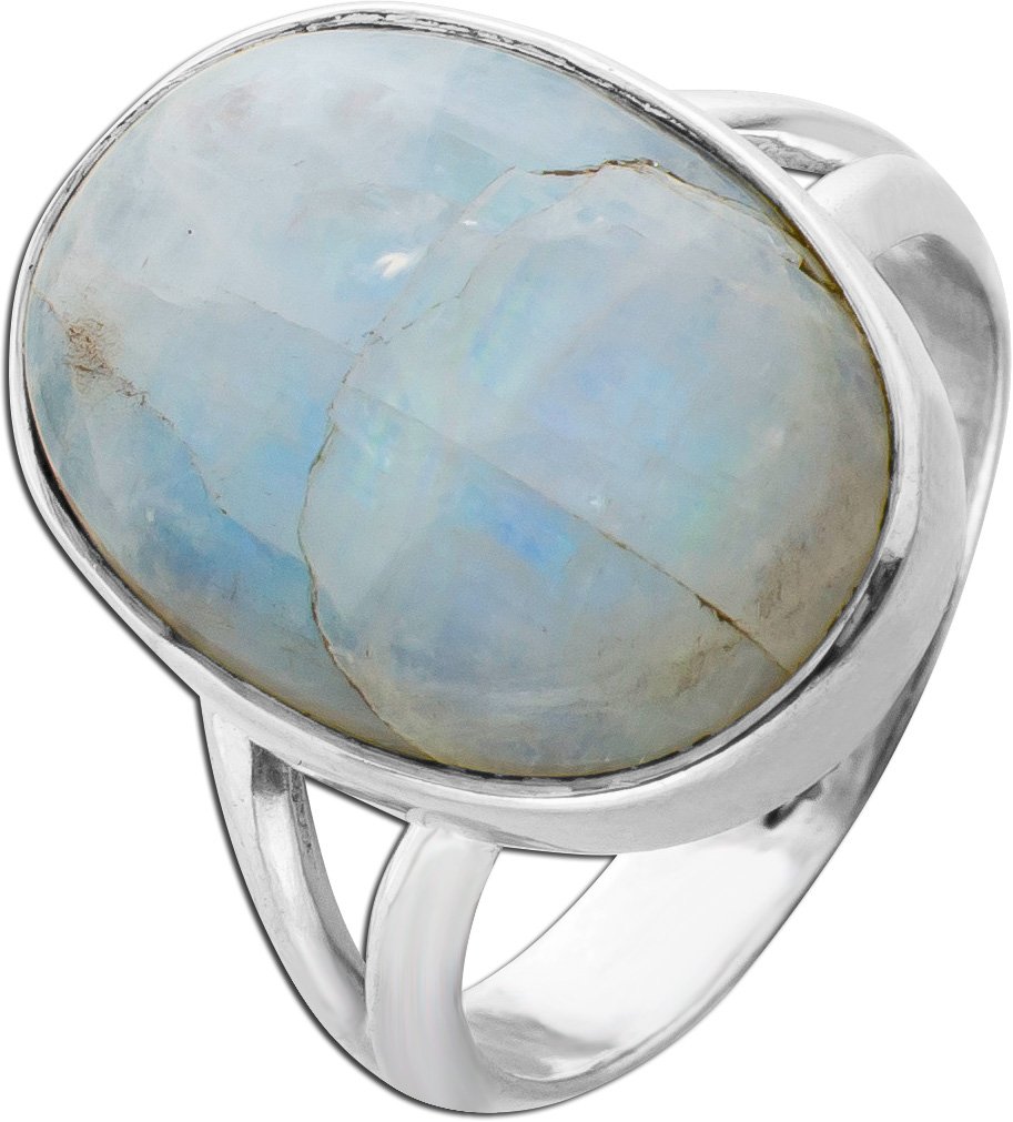 Mondstein Ring Silber 925 Regenbogen Natur Edelstein