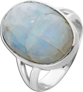 Mondstein Ring Silber 925 Regenbogen Natur Edelstein