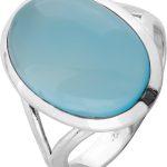 Chalzedon Ring Silber 925 blauer Natur Edelstein 15ct