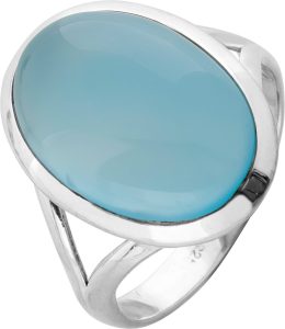 Chalzedon Ring Silber 925 blauer Natur Edelstein 15ct
