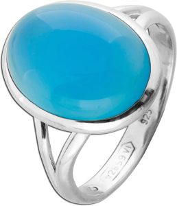 Chalzedon Ring Silber 925 blauer Natur Edelstein 10ct