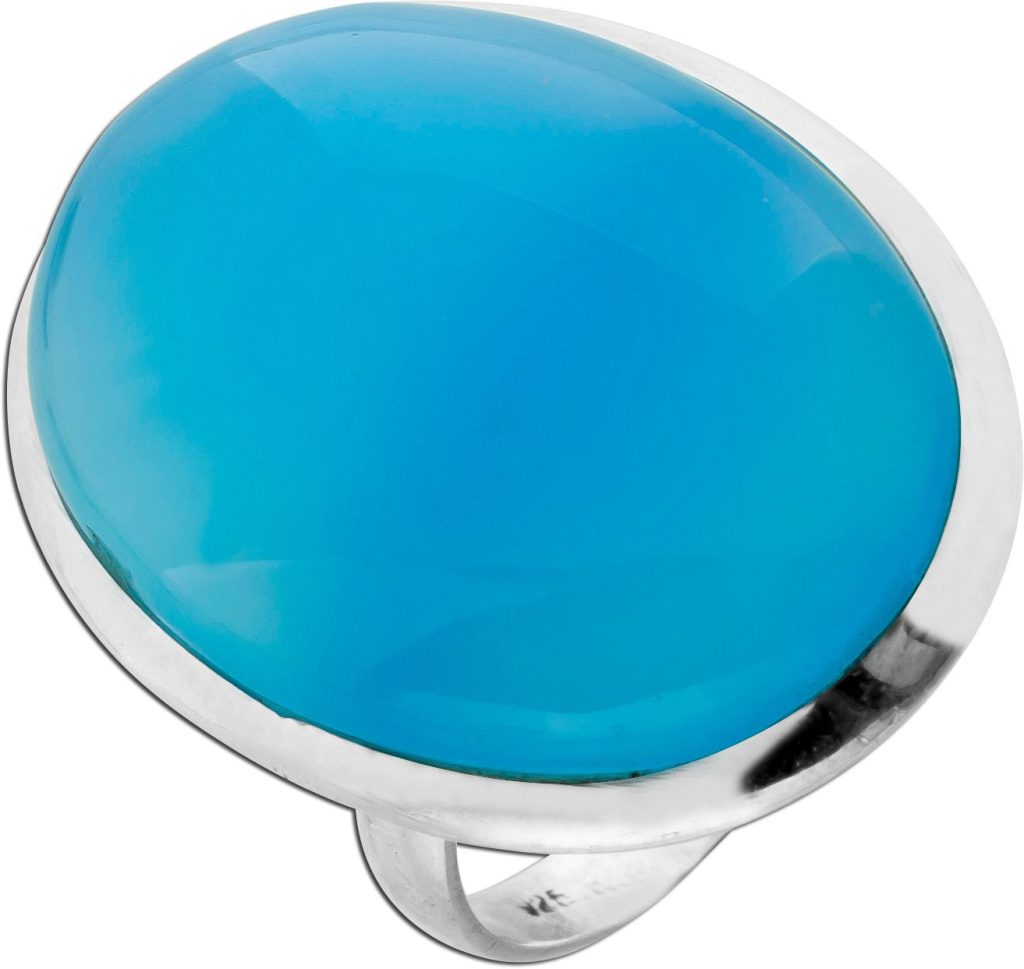 Chalzedon Ring Silber 925 himmelblauer Natur Edelstein