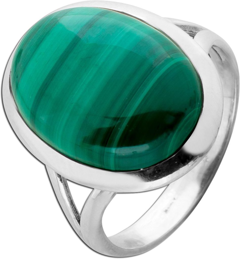 Malachit Ring Silber 925 grüner Natur Edelstein 15ct