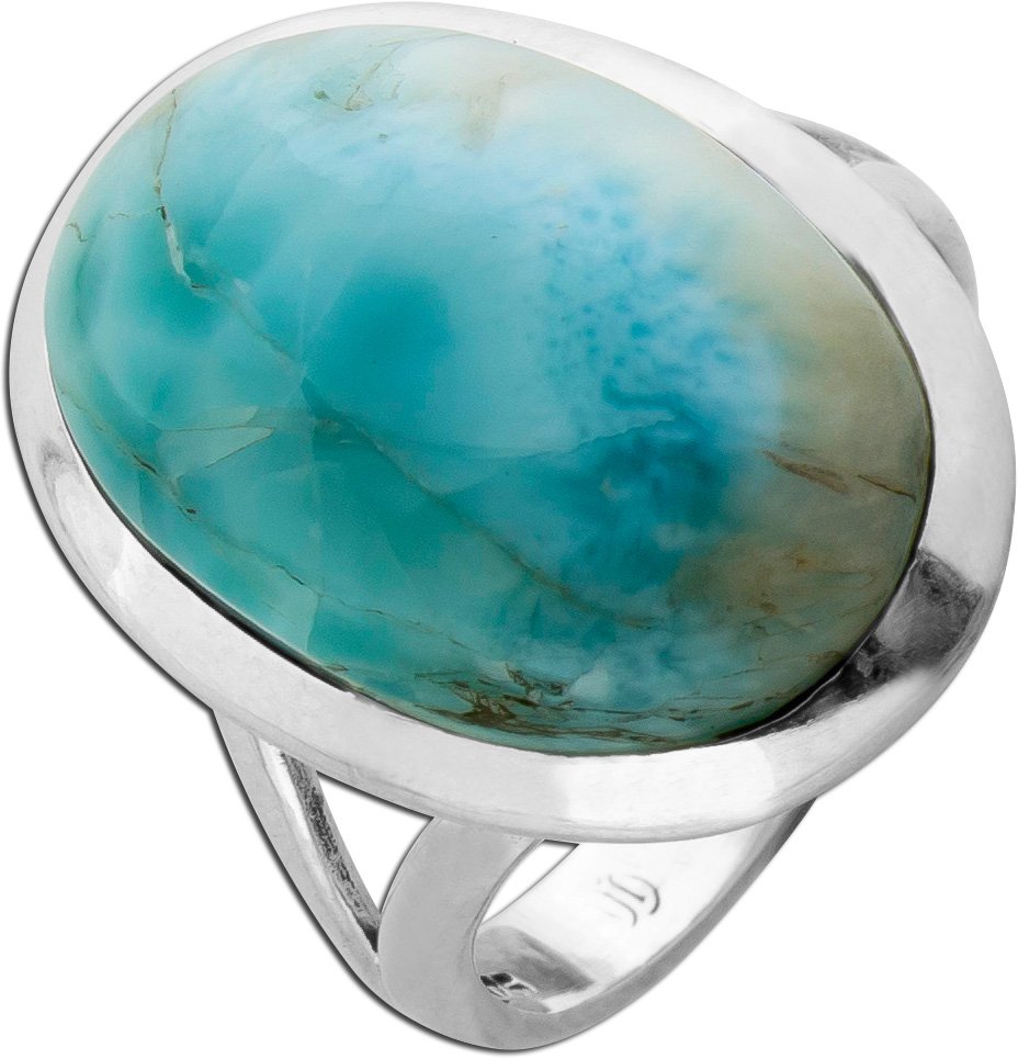 Larimar Ring Silber 925 blauer Natur Edelstein 10ct