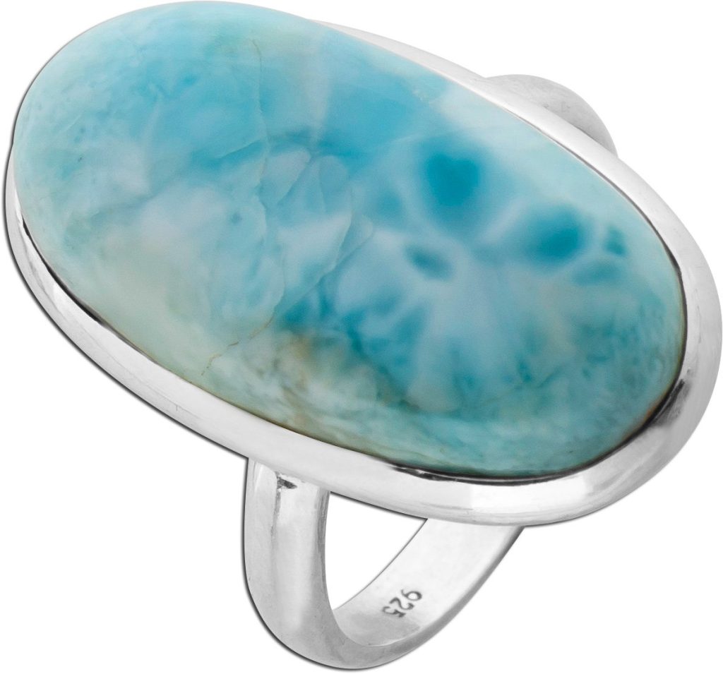 Larimar Ring Silber 925 blauer Natur Edelstein 15ct