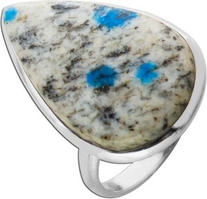 Jaspis Ring Silber 925 Azurit Granat Natur Edelstein 15ct