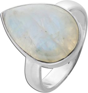 Mondstein Ring Silber 925 Natur Regenbogen Edelstein 10ct
