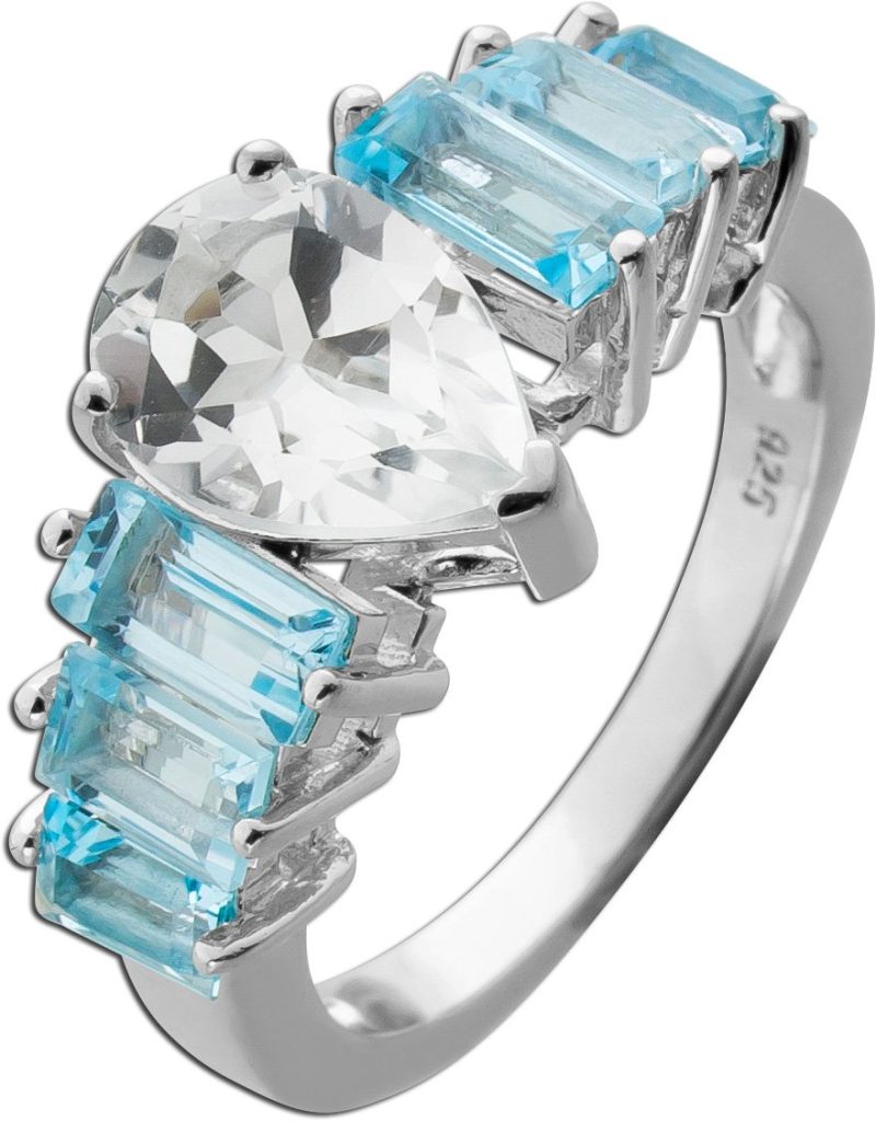 Topas Ring Silber 925 hellblaue Blautopas Natur Edelsteine