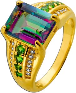 Topas Ring Silber 925 vergoldet Mystic Topas Chromdiopsid Zirkon Edelsteine