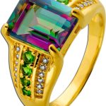 Topas Ring Silber 925 vergoldet Mystic Topas Chromdiopsid Zirkon Edelsteine