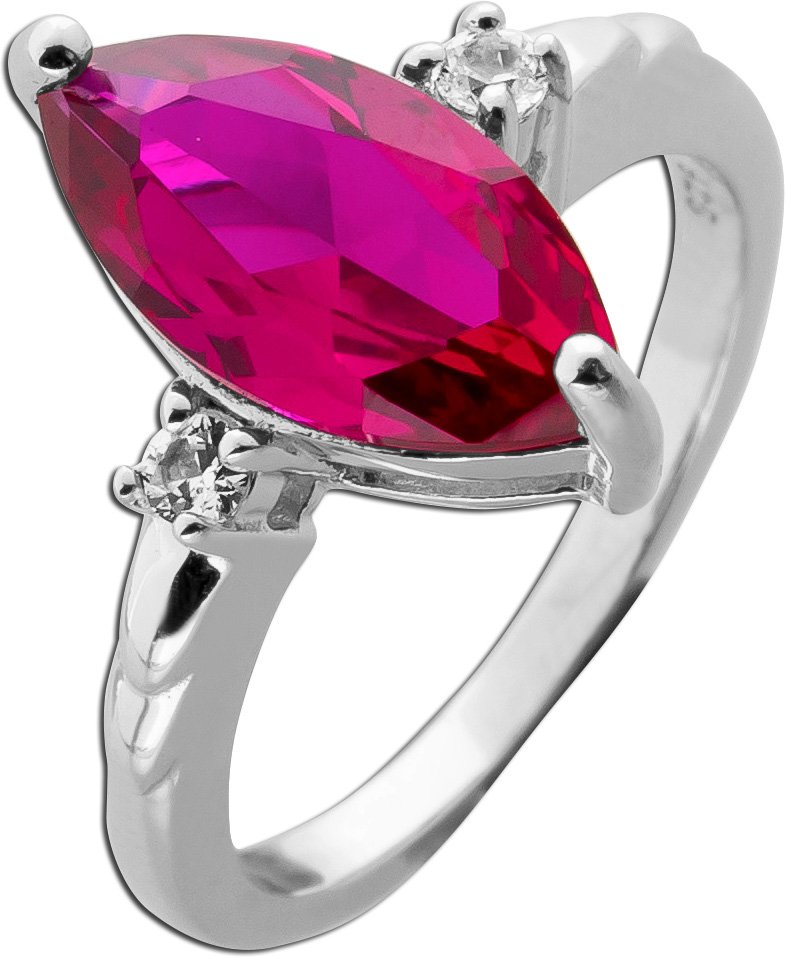 Rubin Ring Silber 925 roter Labor Edelstein weiße Lab Grown Saphir Edelsteine