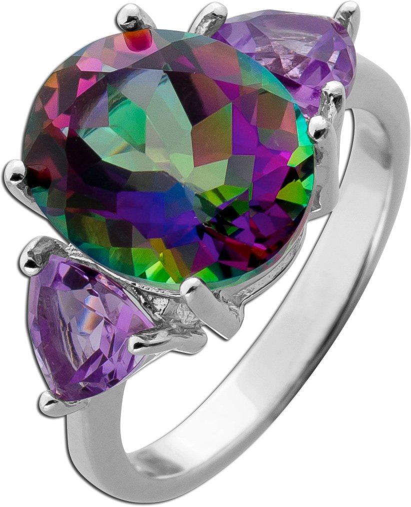 Amethyst Ring Silber 925 Mystic Topas Natur Edelsteine