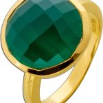 Onyx Ring Silber vergoldet nat grüner Onyx Edelstein 14ct