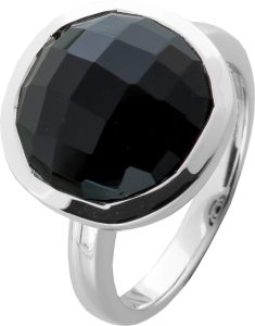 Onyx Ring Silber 925 nat schwarzer Onyx Edelstein 14ct