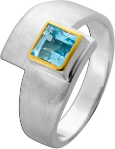Blautopas Ring Silber 925 nat Sky Bluetopas Edelstein 1.32ct
