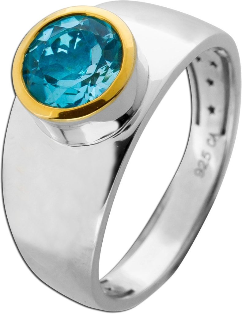 Blautopas Ring Silber 925 nat Sky Bluetopas Edelstein 2.35ct