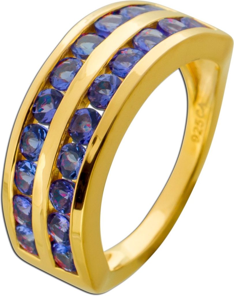 Tansanit Ring Silber vergoldet nat Tansanit Edelsteine 2.2ct