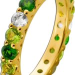 Memoire Ring Silber vergoldet nat grüner Amethyst Peridot Chromdiopsit 3ct.