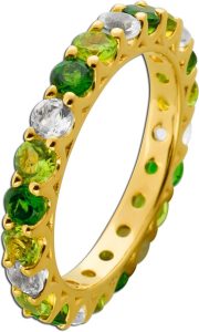 Memoire Ring Silber vergoldet nat grüner Amethyst Peridot Chromdiopsit 3ct.