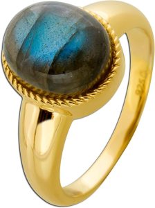 Labradorit Ring Silber vergoldet nat Labradorit Edelstein 4.5ct