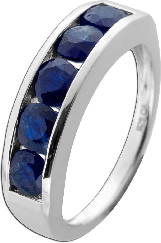 Saphir Memoire Ring Silber 925 nachtblaue Saphir Edelsteine 3ct