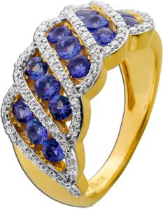Tansanit Ring Silber vergoldet nat. Tansanite 1.45ct weisse synth. Zirkonia