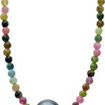 Turmalin Collier bunte Natur Edelsteine Tahitiperle Silber 925