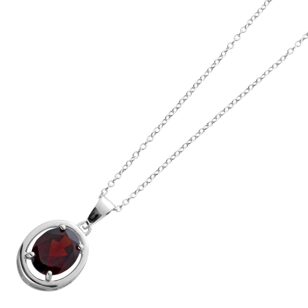 Granat Collier Ankerkette Silber 925 roter Natur Edelstein