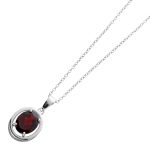 Granat Collier Ankerkette Silber 925 roter Natur Edelstein