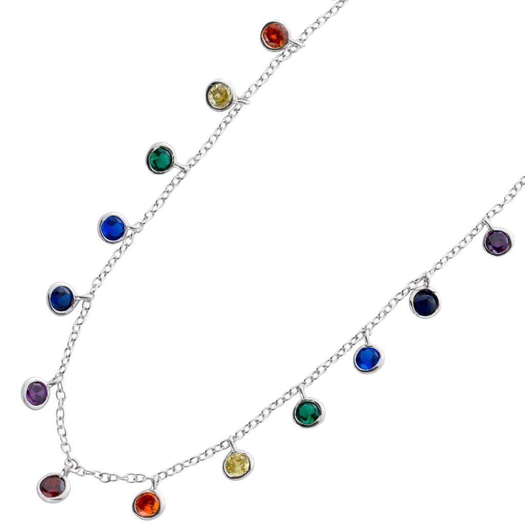 Halskette Silber 925 bunten Zirkonia Steine