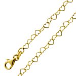 Herzkette 3.0mm Silber 925 Gelbgold vergoldet