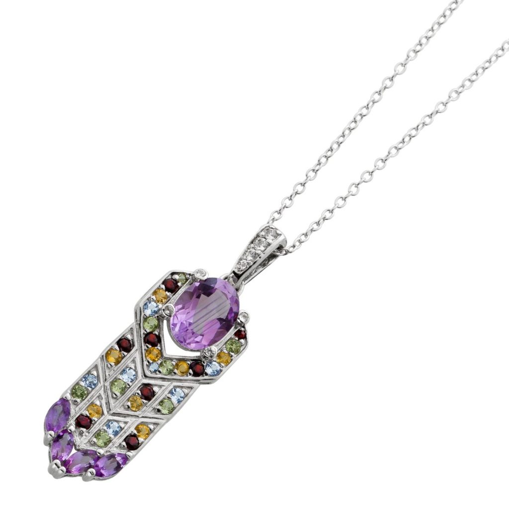 Amethyst Kette Silber 925 Granat Topas Citrin Peridot Natur Edelsteine