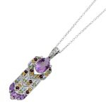 Amethyst Kette Silber 925 Granat Topas Citrin Peridot Natur Edelsteine