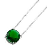 Halskette Silber 925 grüner Solitär Zirkonia Stein