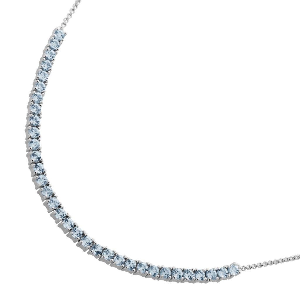 Blautopas Halskette Silber 925 hellblaue Natur Edelsteine