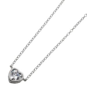 Herzkette Sterling Silber 925 weißes Zirkonia Ankerkette