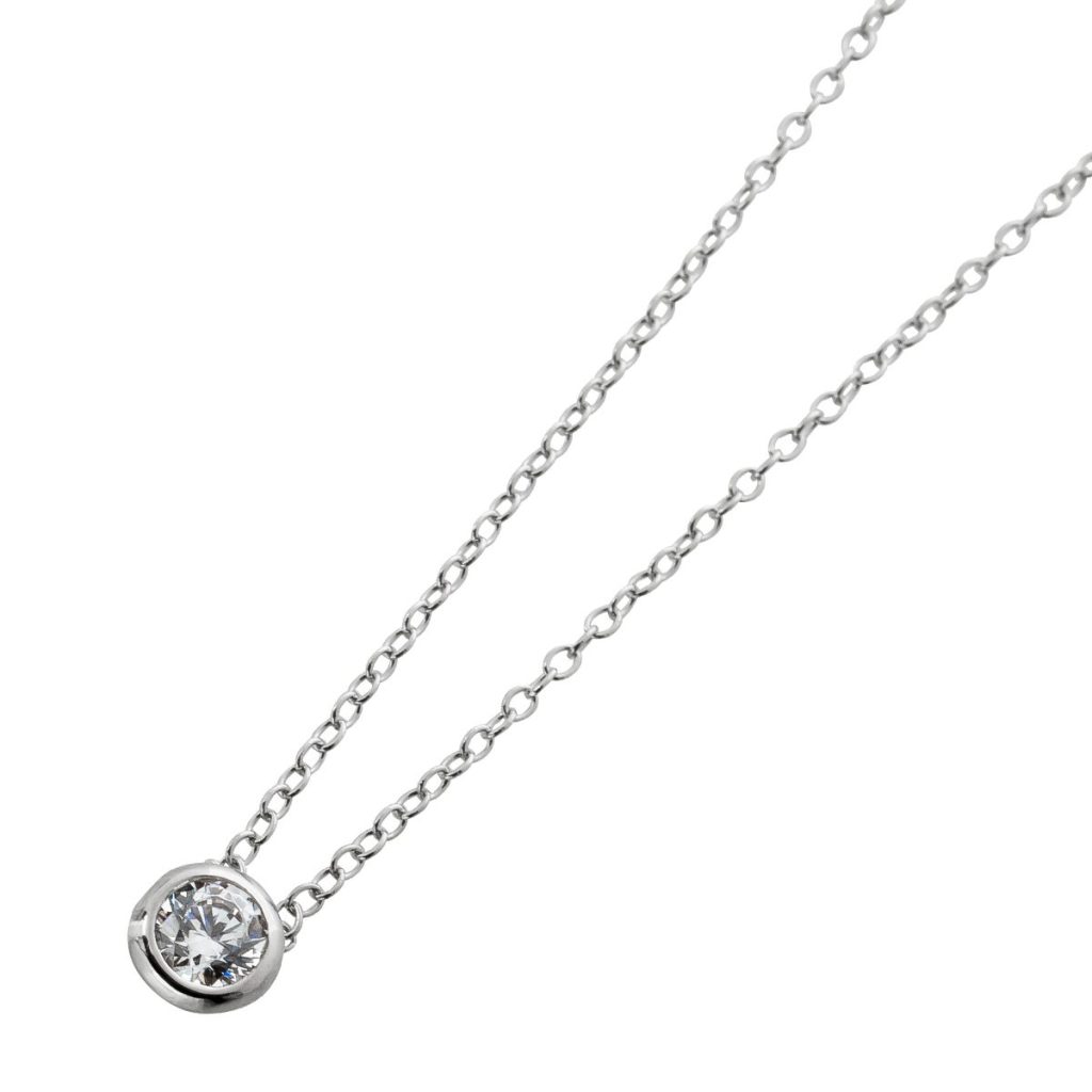 Ankerkette Anhänger Silber 925 weißer Solitär Zirkonia