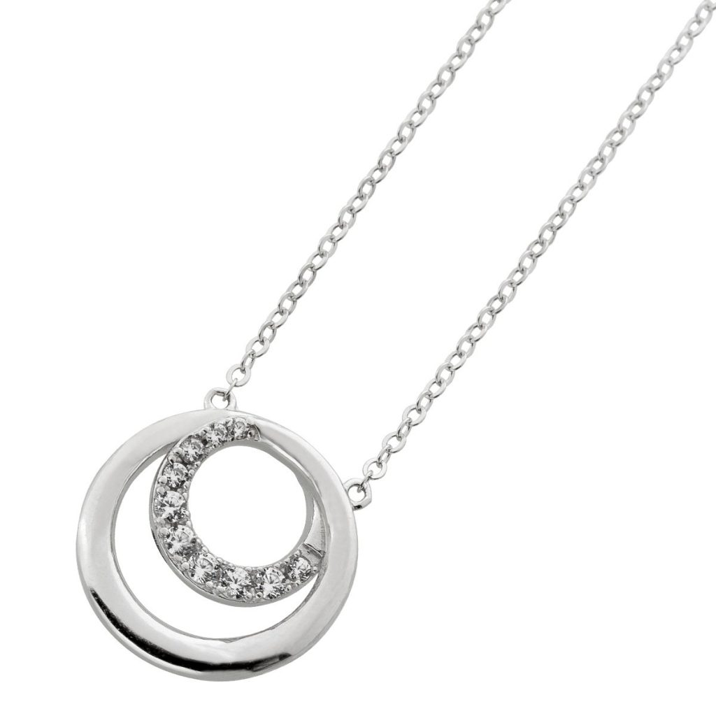 Halskette Anhänger Sterling Silber 925 weiße Zirkonia Steine