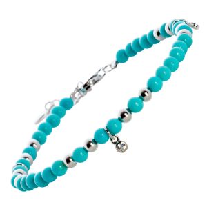 Türkis Armband Silber 925 weiße Zirkonia türkise Edelsteine