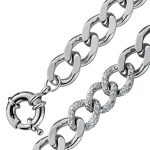 Panzerarmband Silber 925 rhodiniert weiße Zirkonia