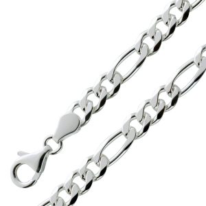 Figaro Armband 6,0mm Silber 925 diamantiert