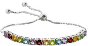 Peridot Bolo Armband Silber 925 Blautopas Citrin Granat