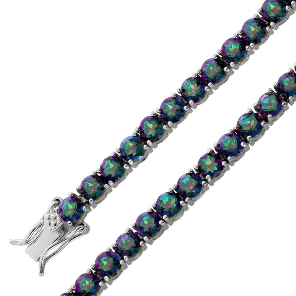 Topas Tennisarmband Silber 925 lila grüne Mystic Edelsteine