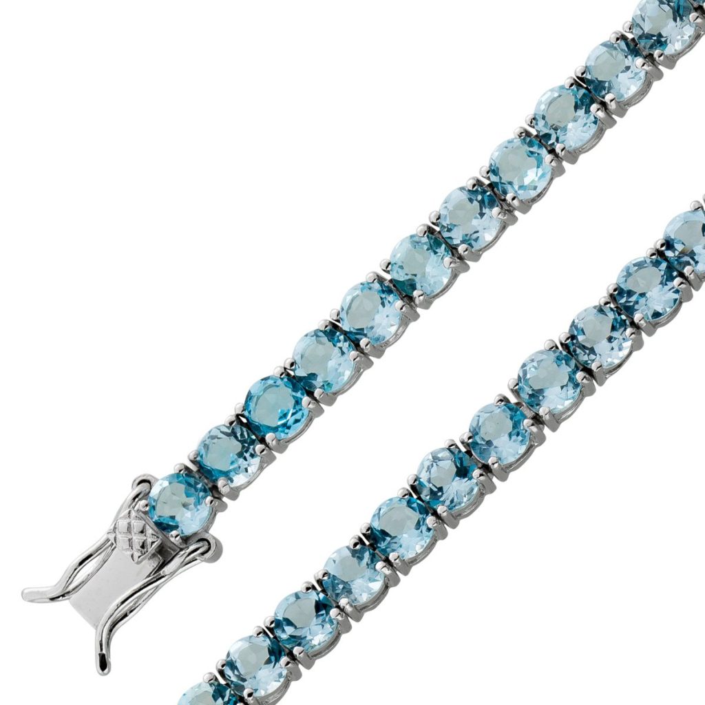 Blautopas Tennisarmband Silber 925 wasserblaue Edelsteine